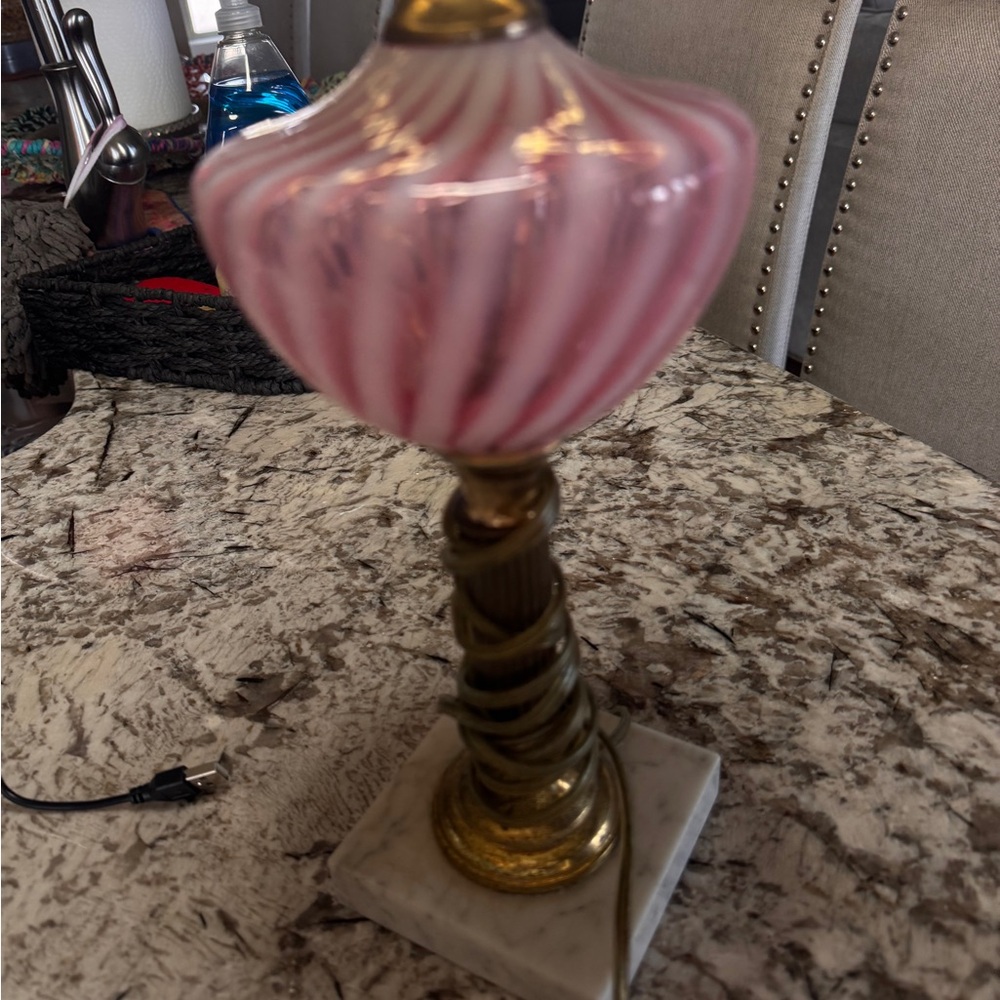 Fenton Pink and Gold Swirl Lamp